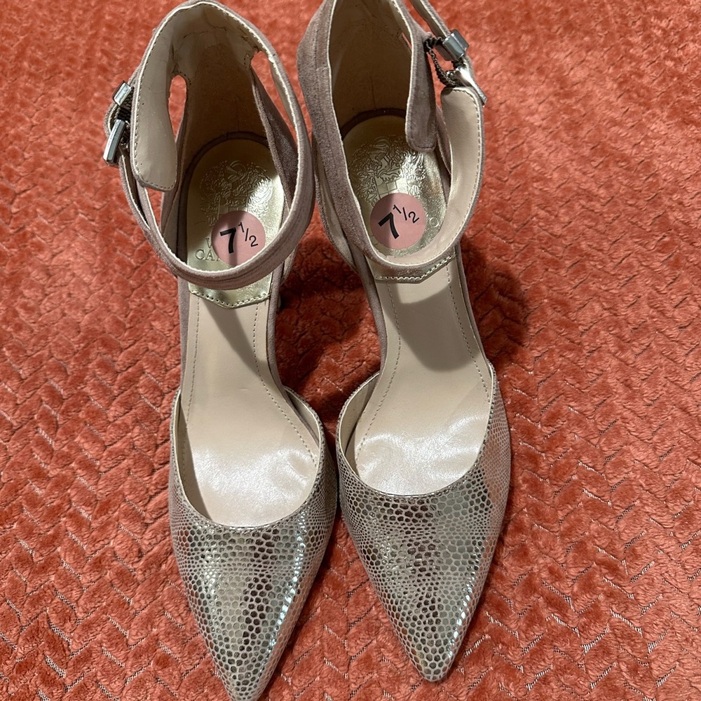 Vince Camuto Textured Taupe Heels